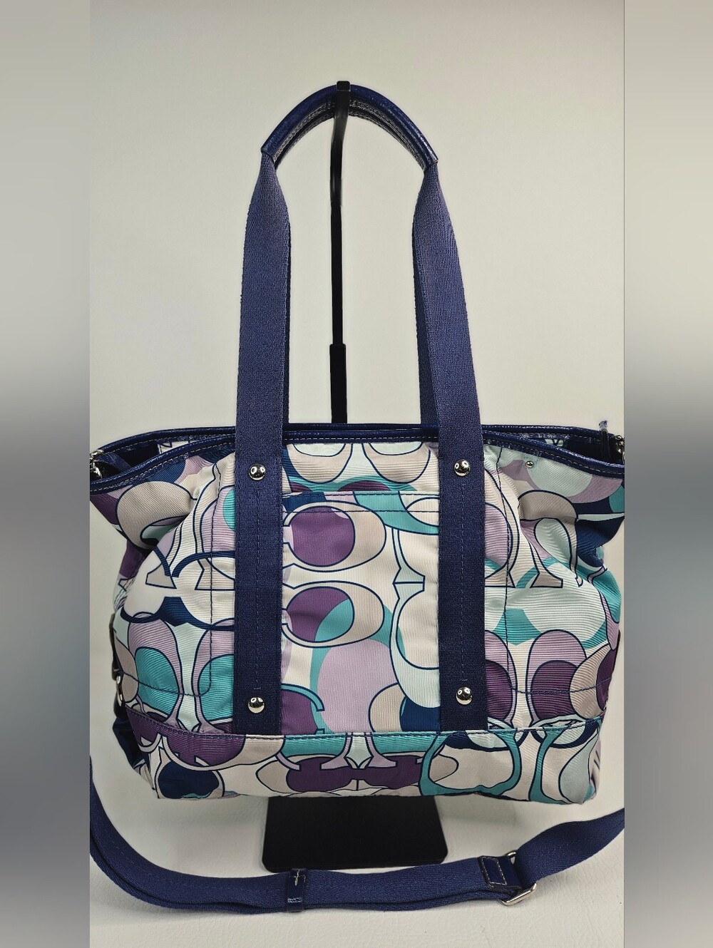 Authentic Y2K Coach Poppy Kyra F17173 Signature Scarf Print 2 Way Tote Crossbody